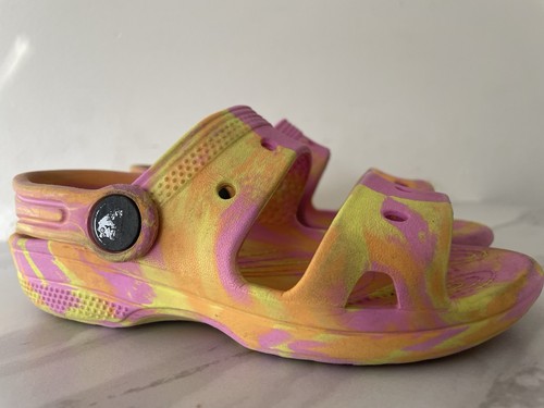 Crocs Marbled Sandale Clog Schuhe Iconic Comfort 207779 Gr. C10 Kind rosa gelb - Bild 20 von 24