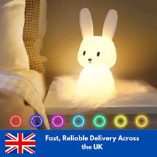 LED Night light Silicone Rabbit Touch Sensor lamp Cute Animal Light Bedroom Deco