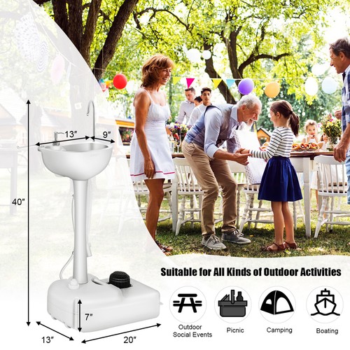 5 Gallon Portable Camping Sink Foot Pump Hand Wash Basin Stand for Outdoor - Picture 6 of 11