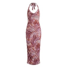 ASOS DESIGN Marble Ruched Halter Maxi