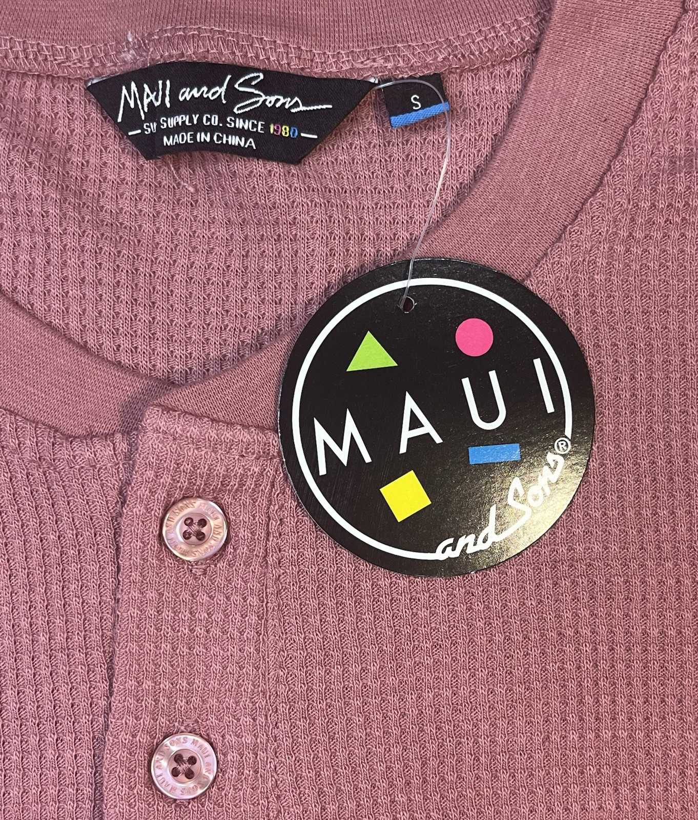 MAUI AND SONS Pullover Thermal Waffle Henley Pullover Surfer Beach Rose Small image 2
