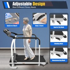 Recovery Fitness Walking Treadmill with Full Length Handrails &Heart Rate Sensor