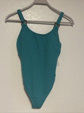 SHADE SHORE One Piece Swimsuit High Leg Medium Coverage Teal Size Small NEW