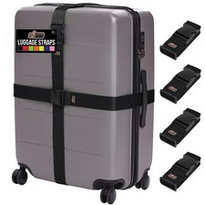 GORILLA GRIP Heavy Duty 4 Pack Adjustable Luggage Straps for Suitcases, Easy to