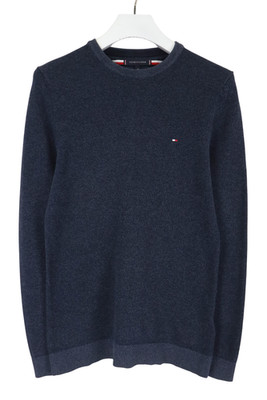 Tommy Hilfiger Pullover Herren M Marineblau Logo Rundhals Strickpullover