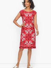 Talbots Cotton Shift Dress in Intricate Bandana Print Summer Dress Preppy Sz XL