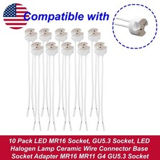 10 Pack LED MR16 Socket, GU5.3 Socket, LED Halogen Lamp Ceramic Wire Connector