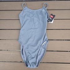 TYR Women's Durafast Elite Solid Grey Cutoutfit 1 Piece Swimsuit SZ 30 New