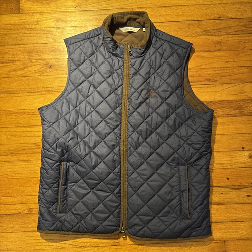 Peter Millar Essex Vest Mens Large Navy Blue Quilted Puffer Golf Embroidered
