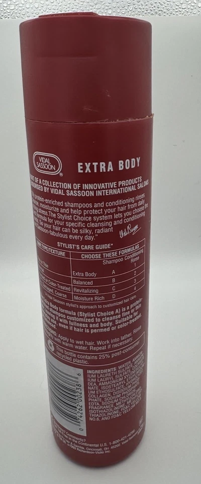 Champú Vidal Sassoon Stylist Choice A Extra Body for Fine Thin Hair 1993 13 oz Foto 2 de 2