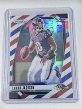 2024 Panini Prizm Lamar Jackson #19 Red White Blue Prizm Baltimore Ravens