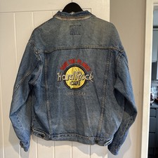 Vintage Hard Rock Cafe Denim Jacket Orlando Trucker Men's Size Large Blue USA