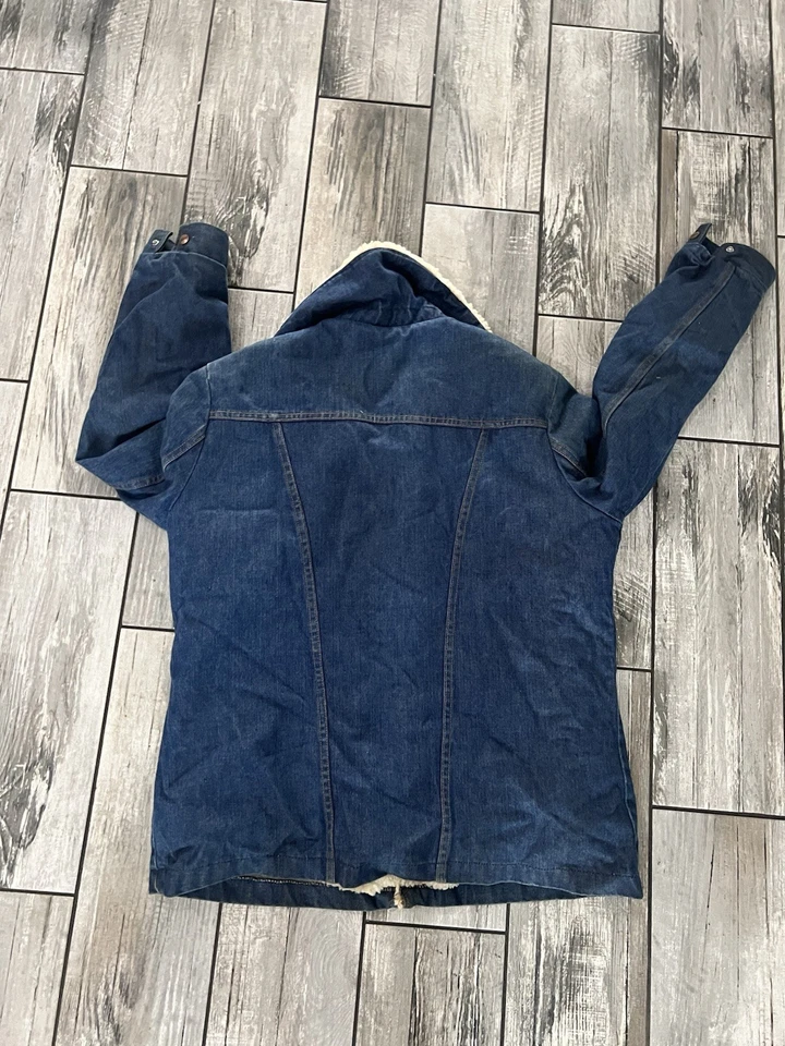 Винтажный 70-х Maverick ранчо пальто шерпа с подкладкой джинсовая куртка Sz большой на открытом воздухе США - Изображение 2 из 4