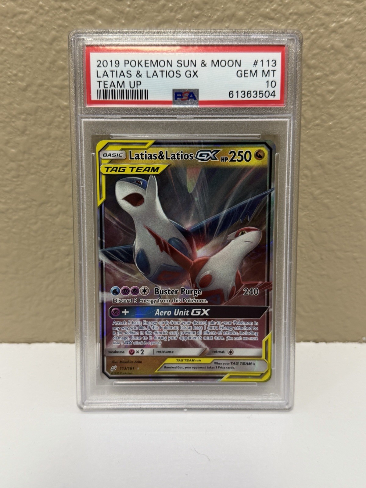 Latias & Latios GX 113/181 Sm-Team Up Holo PSA 10