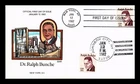 DR JIM STAMPS US COVER DR RALPH BUNCHE FDC DUAL CANCEL COLLINS HAND PAINTED