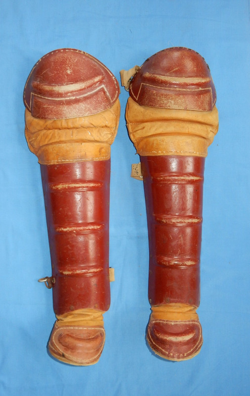 Antique Vintage Goldsmith 1930's Bill Dickey Yankees Catcher's Shin Knee Guards