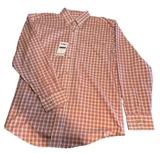 New Wrangler Riata Classic Fit Plaid Long Sleeve Button Down Shirt Men's Large