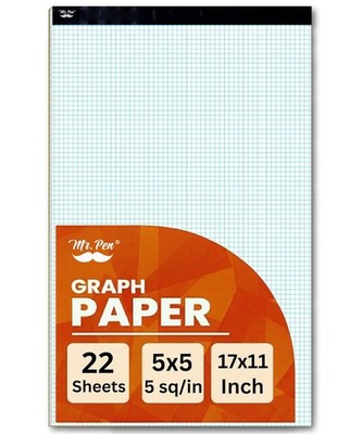 - Large Graph Paper Pads 11 X 17 Inches, 22 Sheets, 5X5 (5 Squares per Inch), Bl