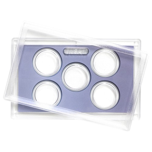 Empty Plastic Lens With Light Blue Insert Holds 5 Quarters