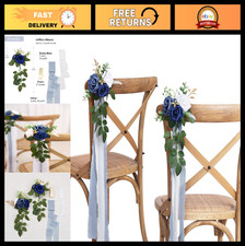 Wedding Aisle Decorations Set of 10 Pew Flowers, Eucalyptus Ribbons, Church Chai