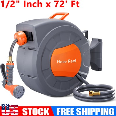 #ad Retractable Hose Reel 1 2 in x 72 FT Wall Mounted Garden Hose Reel $79.99