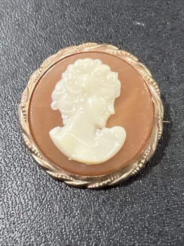 Vintage Cameo Brooch Estate Jewelry Old Style Back - Picture 3 of 11