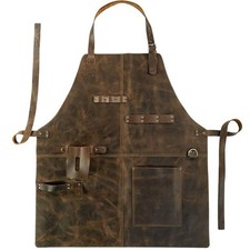 PU Leather Apron Long-Lasting Apron with Pockets Sturdy for Woodworkers
