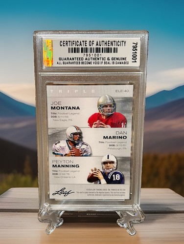 Joe Montana/Dan Marino/Peyton Manning 2024 LEAF Legends GRADED GEM-MT 10 #ELE-40