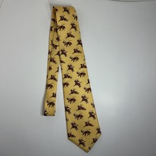 Vintage Polo Ralph Lauren Silk Neck Tie Bucking Horse Equestrian Polo Yellow