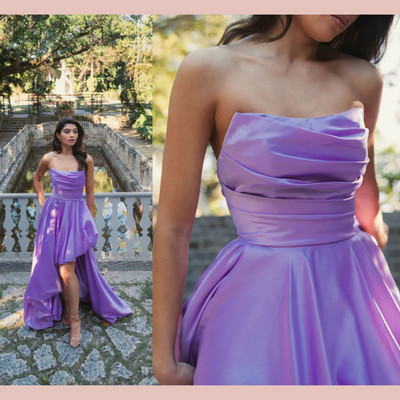 NWT $598 Mac Duggal [ 6 ] 11685 Strapless Ruched High Low Gown Orchid #S1511