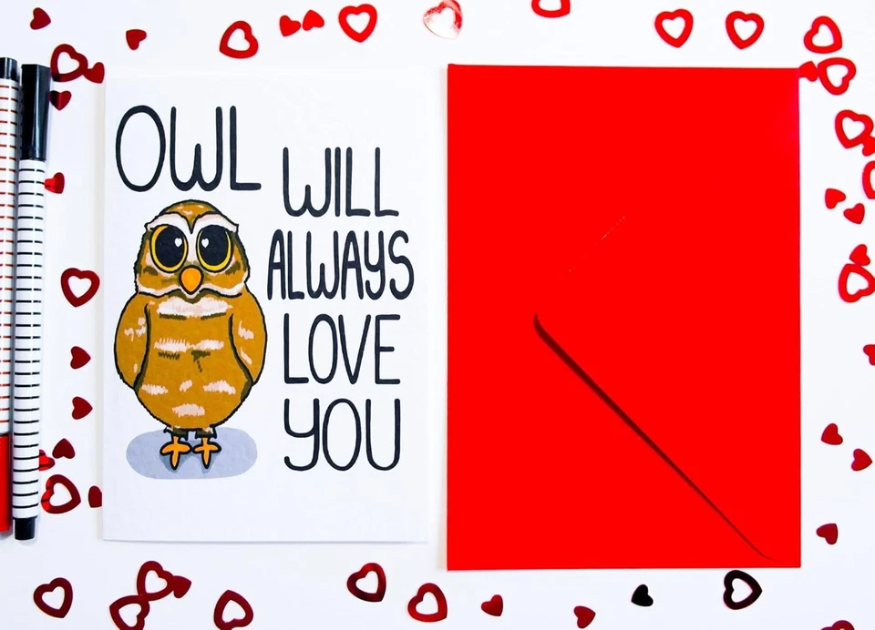 Eco-Friendly Greeting Card: Cute Owl Love Design for Birthdays & Anniversaries - Image 4 of 4