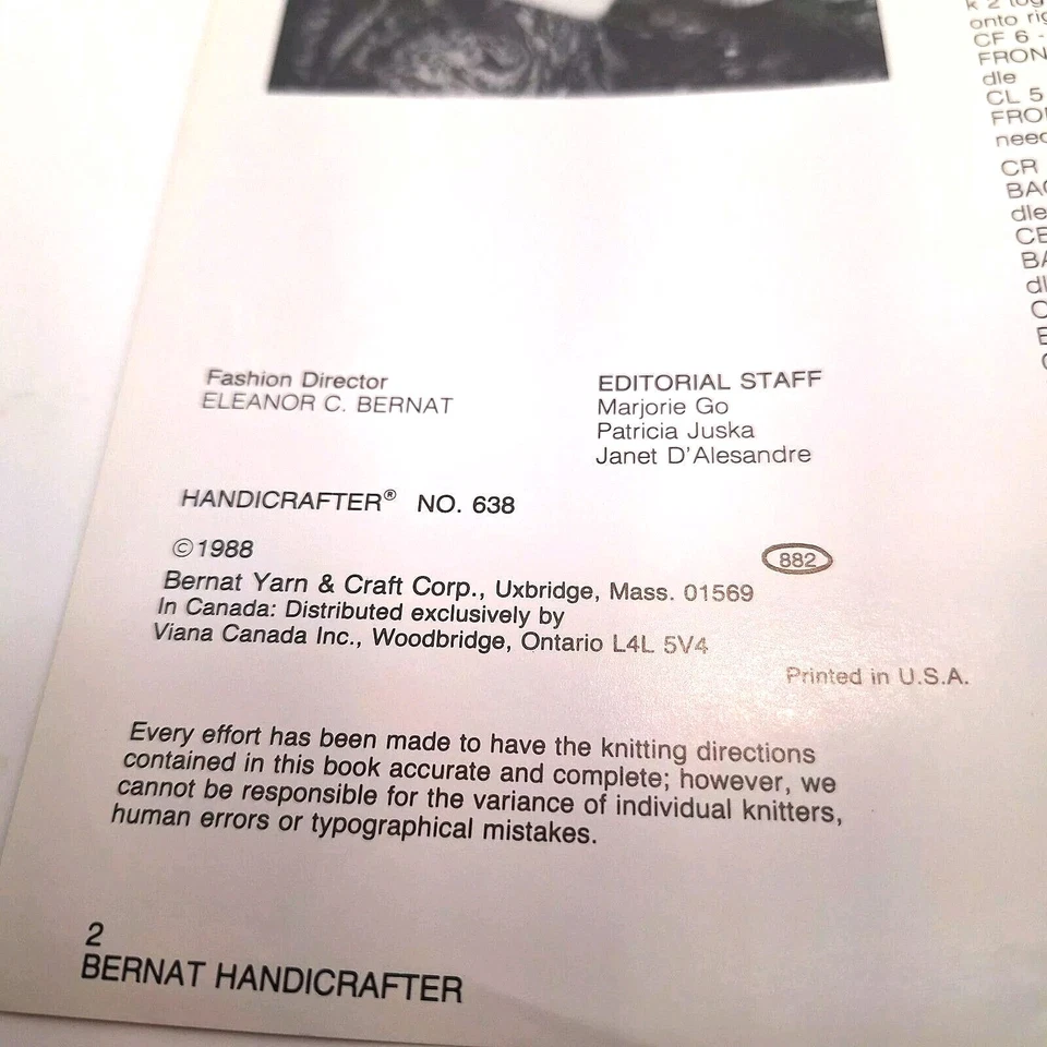 Bernat 638 Worsted Weight Sweaters Knitting & Crochet Pattern Book 1988 VTG - Image 3 of 4
