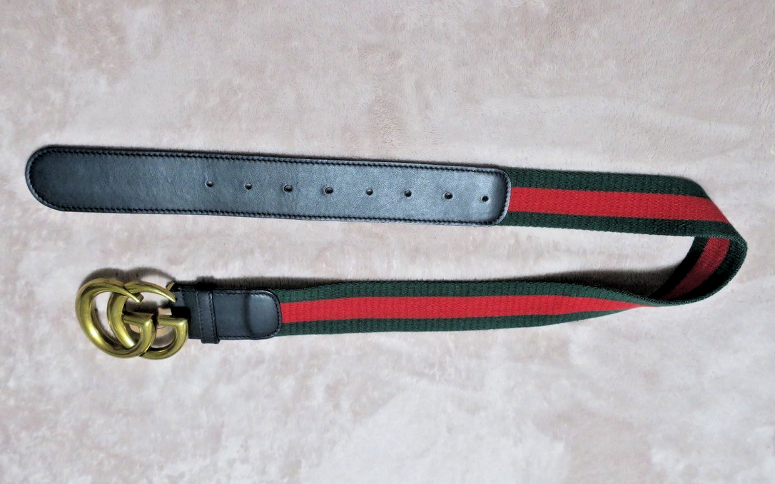 Gucci Belt Nylon Calf Skin Double G 409416 65/26 Red/Green Gucci Green & Red Striped #409416 HE21T 105•42 #480199  main image 3
