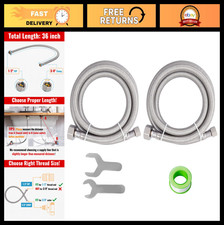 2 Pack 36" Stainless Steel Faucet Supply Lines, 3/8" Comp x 1/2" FIP, Wrenches