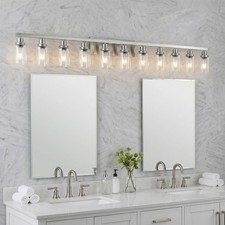 65'' Modern Nickel Vanity Light 10 Lights Bathroom Wall Sconce Fixture Mirror