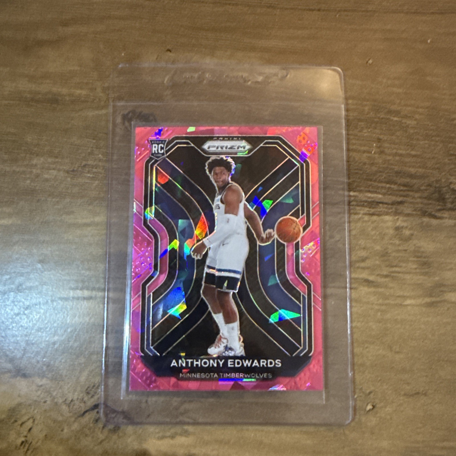 2020-21 Panini Prizm Anthony Edwards Pink Cracked Ice Prizm Rookie Card RC #258