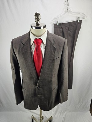 Greg Chapman Bespoke Men's Brown Striped Wool Suit 40S 32x29
