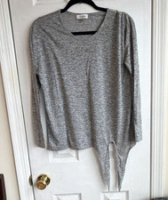 Calvin Klein Gray Polyester Knit Tie Front Crew Neck Long Sleeve Top Size M