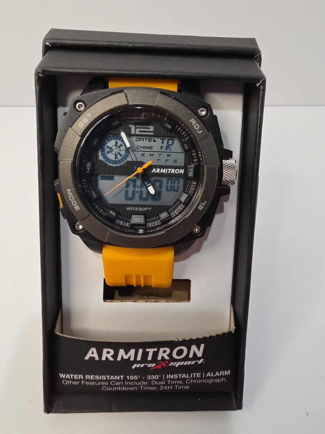 Armitron Unisex Adult Digital Sports Watch Yellow Black Wristwatch INSTALITE NEW