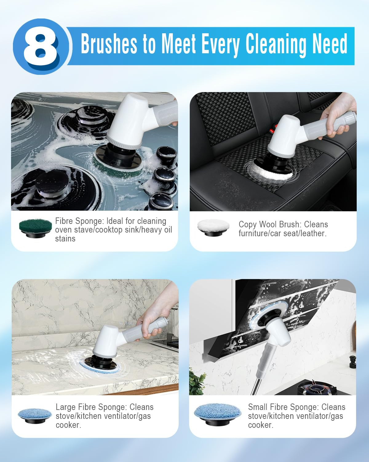 Electric Spin Scrubber Bathroom Scrubber - Cordless Shower Scrubber with Adjusta