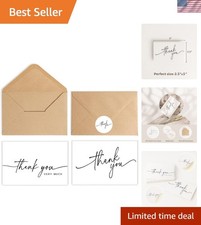 Bulk 52 Thank You Cards with Moisture-Sealed Kraft Envelopes  Stickers, 3.5x5