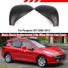 Spiegelkappen Spiegel Gehäuse Spiegelabdeckkappe Matt Schwarz für Peugeot 207