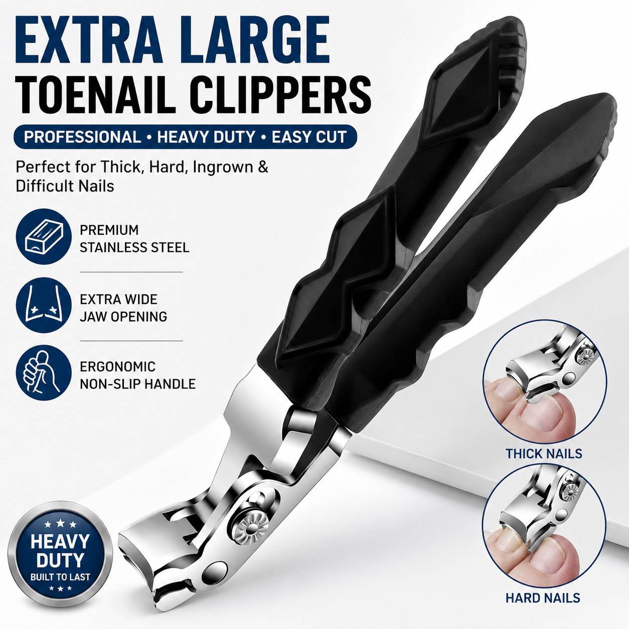 Professional Extra Large Toe Nail Clippers For Thick Nails Heavy Duty Stainless