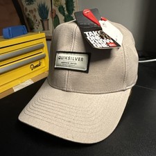 QUIKSILVER Tan Boarding Patch Logo Solid Hat Cap Adjustable Curve Brim NEW