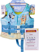 Swimways Bluey Life Jacket, US Coast Guard Approved Kids Swim Vest, 33-55 Lbs, B