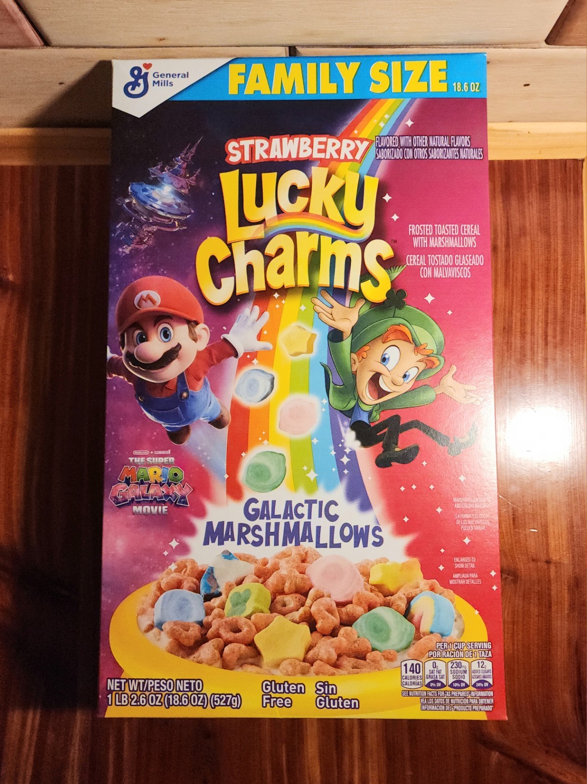 Lucky Charms Super Mario Galaxy Movie Strawberry Cereal Family Size, 18.6 oz