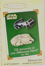2005 Hallmark Star Wars Ornament - TIE Advanced x1 & Millennium Falcon - NMIB