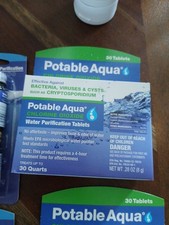 6 Potable Aqua Water Purification Tablets with PA Plus, Portable 160 Qts campin