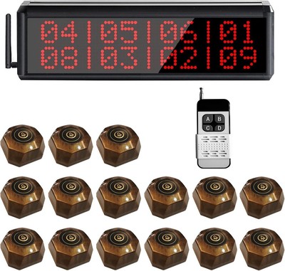 Restaurant Pager System 1600+ Feet Wireless Calling System with 1 Display Scr...