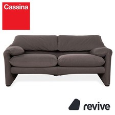 Cassina Maralunga Stoff Zweisitzer Grau Beige Sofa Couch Neubezug